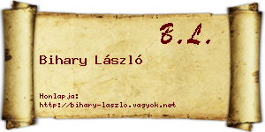 Bihary László névjegykártya