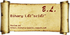 Bihary László névjegykártya